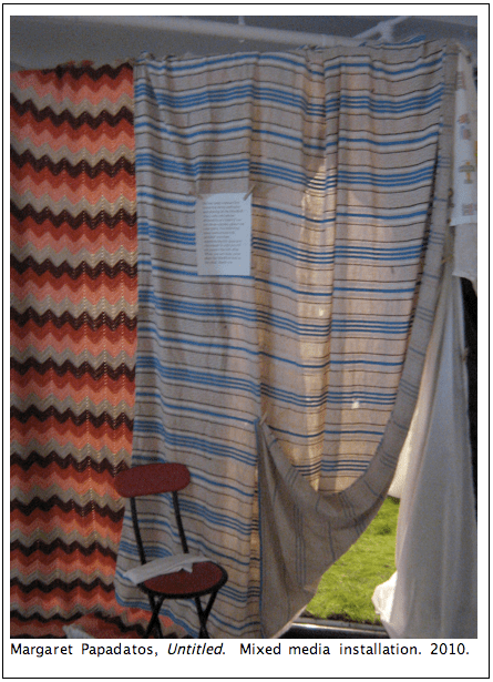 Margaret Papadatos’s piece at Spaghetti Junction requires viewers to don a blindfold.