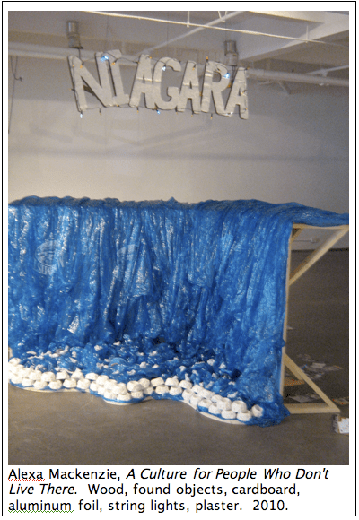 Alexa MacKenzie’s "A Culture for People Who Don’t Live There" sculpts Niagara Falls’s Horseshoe Falls out of tourist paraphernalia.