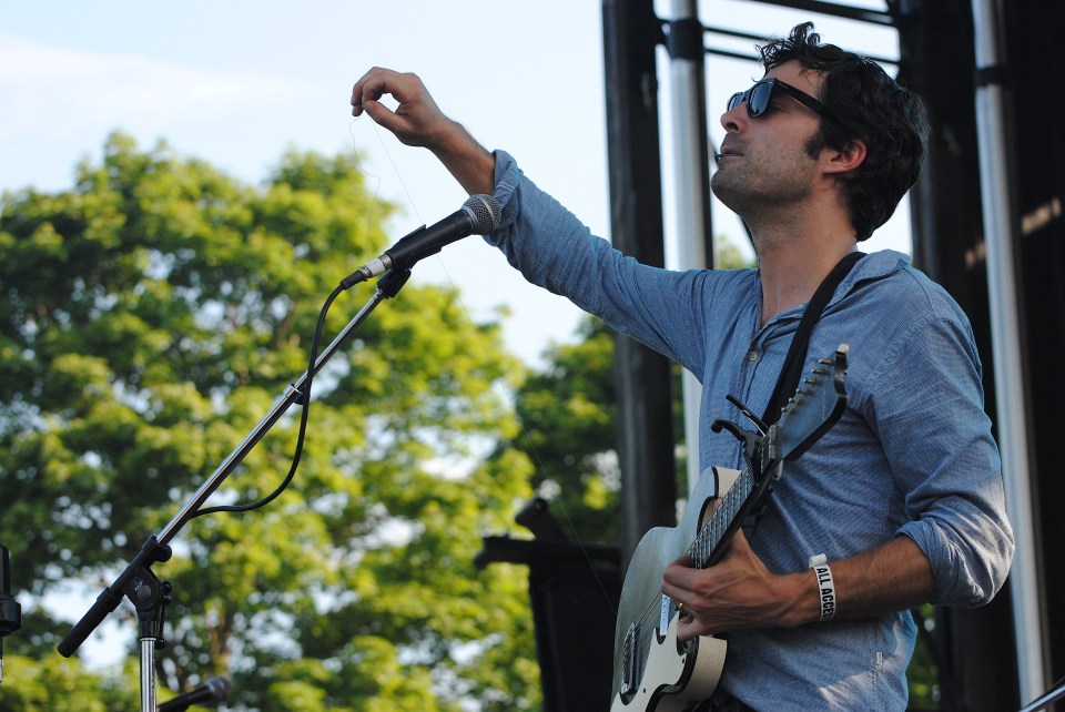 The Barr Brothers guitarist Brad Barr provides string-on-string threading on his Silvertone for “Beggar in the Morning” at TURF's opening set on July 4, 2013. Photo: Tom Beedham